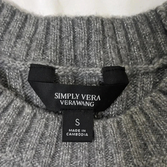 Simply Vera Vera Wang Asymmetrical-Hem Sweater, Color Dark/Light Gray Size S - Picture 5 of 12